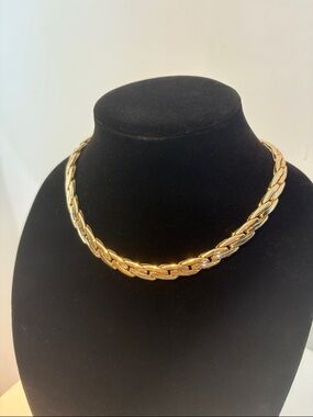 Vintage Gold Tone Chunky Chain Necklace Choker Adjustable 16–19”